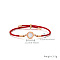 Rose Gold Stainless Steel Shell & Moissanite Roman Scale Time Link Bracelets, Red Rope Bracelet, Red, show in picture
