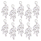 10Pcs Brass with Cubic Zirconia Pendants, Leaf, Platinum, 17x6x3mm, Hole: 1.2mm