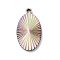 Ion Plating(IP) 304 Stainless Steel Pendants, Oval Charm, Rainbow Color, 22.5x13x1.9mm, Hole: 1.6mm
