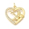 Brass Micro Pave Cubic Zirconia Pendants, Cadmium Free & Lead Free, Heart & Angel Charms, with Jump Ring, Real 18K Gold Plated, 18.5x19x3.5mm, Hole: 3.5mm