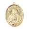 304 Stainless Steel Pendants, Oval with Jesus Charm, Ion Plating(IP), Real 18K Gold Plated, 36x26.5x5mm, Hole: 2mm