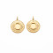 Ion Plating(IP) 304 Stainless Steel Pendant Enamel Settings, with Jump Rings, Flat Round, Real 14K Gold Plated, 17.5x15x2.5mm, Jump Ring: 4x1mm, 2.5mm inner diameter
