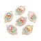 Alloy Crystal Rhinestone and ABS Imitation Pearl Connector Charms, Enamel Rectangle Links, Mixed Color, Golden, 23x14x4~5mm, Hole: 1.4~1.6mm