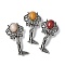 Angel Brass Natural Mookaite Pendants, with Jump Ring, Antique Silver, 38x19.5x7.5~9.5mm, Hole: 2x6.5mm