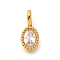 Ion Plating(IP) 304 Stainless Steel Rhinestone Pendants, Oval Charms, Real 14K Gold Plated, Crystal, 14.5x7x4mm, Hole: 4.5z2.5mm