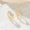 Brass Clear Cubic Zirconia Hoop Earrings, Twist, Real 18K Gold Plated, 15.5x15.5x6mm