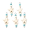 Dyed Synthetic Turquoise Starfish Rondelle Round Beaded Connector Charms, with 304 Stainless Steel Loops, Stainless Steel Color, White, 33.5~34x14~14.5x5~5.5mm, Hole: 1.8~2mm