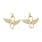 Brass Cubic Zirconia Pendants, with Jump Ring, Long-Lasting Plated, Lead Free & Cadmium Free, Angel, Real 18K Gold Plated, 21x25x1.8mm
