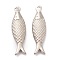 Non-Tarnish 304 Stainless Steel Pendants, Fish, Stainless Steel Color, 21x6x2.5mm, Hole: 1.5mm