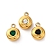 304 Stainless Steel Rhinestone Pendants, Round, Real 14K Gold Plated, Ion Plating(IP), Mixed Color, 9.5x7x3.5mm, Hole: 1.5mm