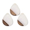 Resin & Wood Pendants, Teardrop Charms, White, 35.5x26.5x3mm, Hole: 2mm