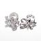 Brass Micro Pave Cubic Zirconia Fold Over Clasps, Bowknot, Platinum, 29x24x7.5mm, Hole: 1mm