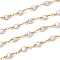 Handmade Brass CCB Plastic Link Chains, with Spool, Long-lasting Plated, Unwelded, Heart, Golden, Heart: 5.5x6x4mm, about 32.8 Feet(10m)/roll
