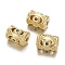 Brass Micro Pave Cubic Zirconia Beads, Long-Lasting Plated, Hollow, Bumpy, Column, Colorful, Real 18K Gold Plated, 11x8mm, Hole: 2.2mm