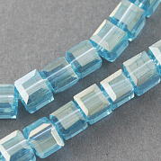Стеклянные бусины с гальваническим покрытием  EGLA-R030-8x8mm-27