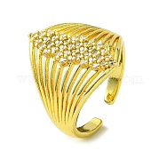 Открытые манжеты из латуни с микропаве кубический цирконий RJEW-K256-33G