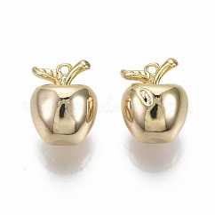 Латунь подвески, без никеля , имитация яблока, реальный 18k позолоченный, 10x8x7.5 мм, отверстие : 0.8 мм