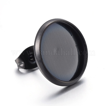 Плоские круглые серьги-гвоздики из нержавеющей стали 304 STAS-I323-20mm-B-1