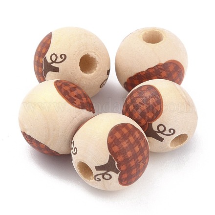 Осенняя тематика натуральные деревянные бусины WOOD-O005-03B-1
