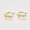 Brass Cubic Zirconia Hoop Earring Findings, with Latch Back Closure, Nickel Free, with Horizontal Loop, Real 18K Gold Plated, 17x4x13.5mm, Hole: 1.4mm, Pin: 0.8x1mm