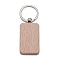 Beech Wood Keychain, with Platinum Plated Iron Split Key Rings, Rectangle, Camel, 8.8x3.2cm