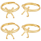 4Pcs Adjustable Brass Ring Components, Solitaire Ring Setting, 4 Claw Prong Ring Settings, Real 18K Gold Plated, Tray: 8mm