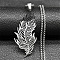 201 Stainless Steel Feather Pendant Necklaces, Non-Tarnish, Stainless Steel Color, 23.62 inch(60cm)