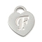 Non-Tarnish 304 Stainless Steel Pendants, Laser Cut, Heart with Letter Charm, Stainless Steel Color, Letter F, 15x12x1mm, Hole: 3x3.5mm
