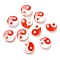 Printed Natural Freshwater Shell Beads, Yin Yang Flat Round Beads, Red, 8x2.5~3mm, Hole: 0.8mm