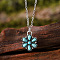 Alloy Pave Dyed Synthetic Turquoise Pendant Flower Necklaces, Platinum, Turquoise, 18.50 inch(47cm)