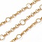 Brass Link Chains, with Spool, Textured, Unwelded, Real 18K Gold Plated, Ring: 8x1mm & 5x1mm, Link: 7x3mm, about 16.4 Feet(5m)/roll