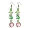 Acrylic 304 Stainless Steel Dangle Earrings, Fruit, Peach, 81mm