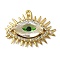 Brass Micro Pave Cubic Zirconia Pendants, Nickel Free, with Glass, Evil Eye Charms, Golden, 24x32x7mm, Hole: 1.8mm