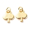 Brass Pendants, with Jump Ring, Cadmium Free & Lead Free, Clubs Card, Leaf, Real 18K Gold Plated, 14.5x12x2mm, Hole: 4.4mm