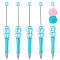 Plastic Ballpoint Pen, Stainless Steel Beadable Pen, For DIY Personalized Pen, Sky Blue, 143.5x20x20mm