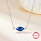 S925 Sterling Silver Cubic Zirconia Horse Eye Pendant Necklace, Elegant and Versatile for Women, Silver, Blue, 15.75 inch(40cm)