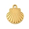 Ion Plating(IP) 304 Stainless Steel Pendants, Shell Shape Charms, Real 18K Gold Plated, 18x15x2.5mm, Hole: 2mm