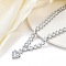 Brass Full Clear Cubic Zirconia Heart Pendant Necklaces for Women, Platinum, 14.88 inch(37.8cm)