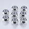 202 Stainless Steel Beads, with Plastic, Slider Beads, Rondelle, Stainless Steel Color, 8x4mm, Hole: 2mm