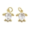 Brass Micro Pave Cubic Zirconia Pendants, Cadmium Free & Nickel Free & Lead Free, Sea Animals Charms, with Jump Ring, Tortoise, 13x11.5x4.5mm, Hole: 3.5mm