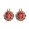 2Pcs Brass Enamel Charms, Imitation Fruit, Light Gold, Guava Charm, Green, 12.5x10x6.5mm, Hole: 1.2mm
