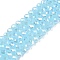 Electroplate Glass Beads Strands, Imitation Jade Beads, AB Color Plated, Faceted, Rondelle, Pale Turquoise, 4x3mm, Hole: 0.4mm, about 110~115pcs/strand, 39~40cm