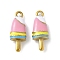 304 Stainless Steel Enamel Pendants, Ice Cream Charm, Golden, 18.5x7x4mm, Hole: 1.6mm