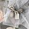 Rectangle Organza Drawstring Bags, Bowknot Gift Storage Pouches, Silver, 12x9cm