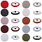 60Pcs 10 Styles 1-Hole Cloth Buttons, with Aluminium Findings, Flat Round Button, Mixed Color, 19x8~9mm, Hole: 2~3x2.5~3mm, 6pcs/style