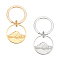 2Pcs 2 Colors Round Ring with Mountain 304 Stainless Steel Pendant Keychain, for Keychain, Purse, Backpack Ornament, Golden & Stainless Steel Color, 5.15cm, 1pc/color