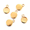 201 Stainless Steel Pendant Cabochon Settings, Plain Edge Bezel Cups, Flat Round, Golden, Tray: 8mm, 13.5x10x2mm, Hole: 2mm
