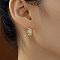 Elegant Brass Clear Cubic Zirconia Rectangle Hoop Earrings, Golden, 16x6mm