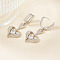Valentine's Day Brass Clear Cubic Zirconia Heart Hoop Earrings, Silver, 44x19mm