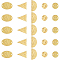 BENECREAT 50Pcs 5 Style Textured Brass Flat Round Links, Circle/Semicircle/Oval/Triangle Pendants Links Connectors for Jewelry Making